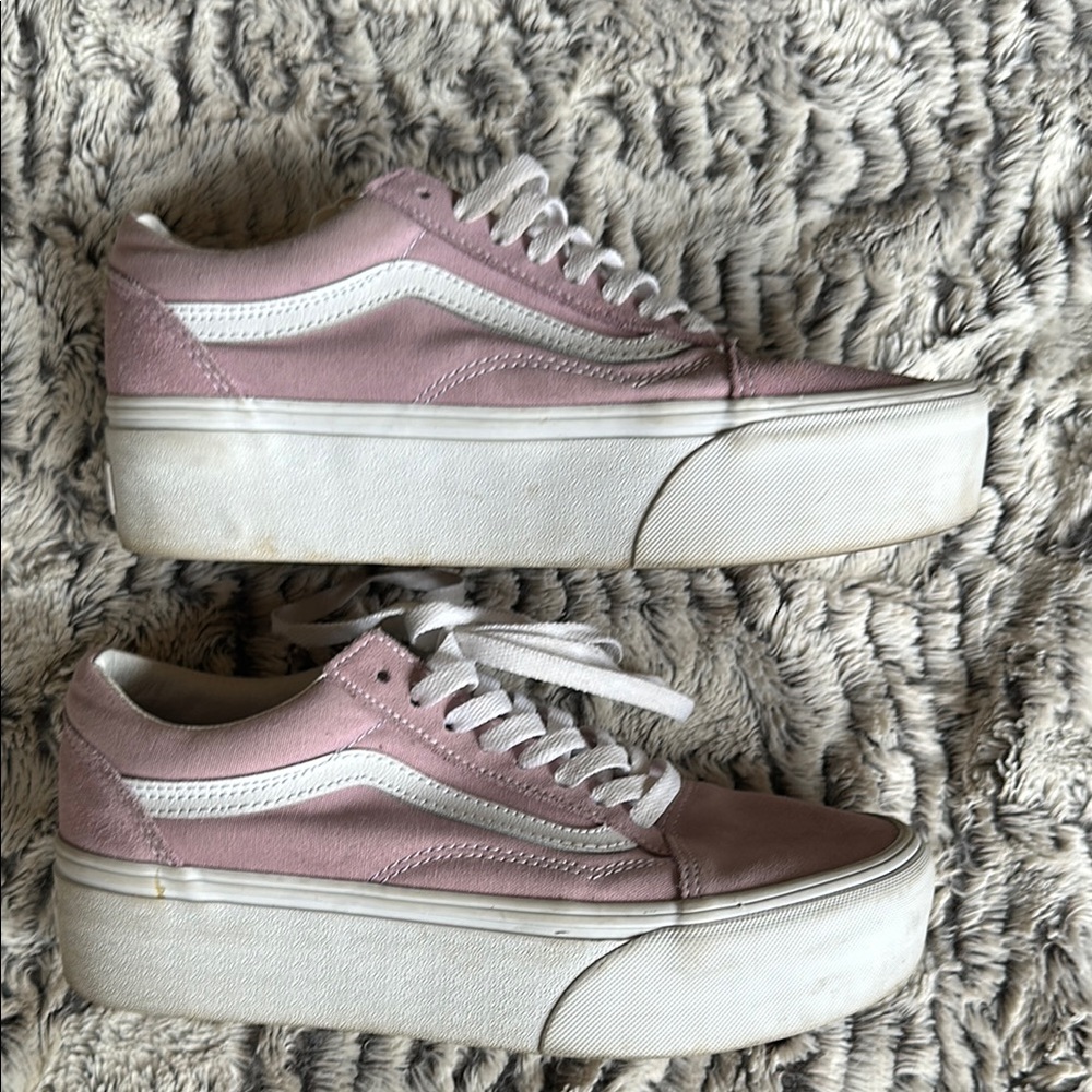 Vans Pink and White Platform Sneakers